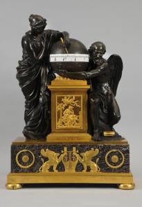 Pendule, »Le temps et Clio«, sign. »LE PAUTE«, Paris, 1804-1815, bronze, métal, marbre, pierre, 54 × 26,5 × 73 cm (Mobilier National GML-7256-000).